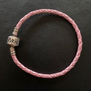 Pink Leather Pandora Charm Bracelet